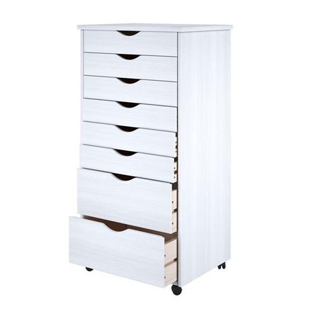 ADEPTUS USA Adeptus Solid Wood 76182 11 x 17 in. 6 Plus 2 Drawer Wide Roll Cart  White 76182